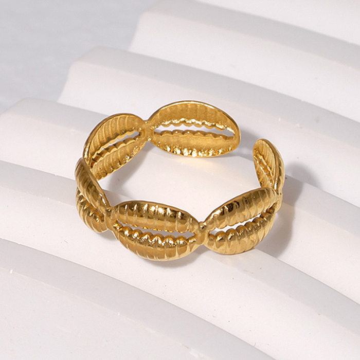 Anel aberto banhado a ouro de aço inoxidável de cor sólida de estilo simples