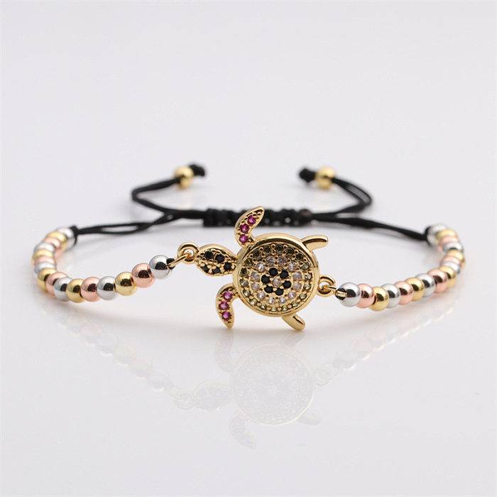 New Zircon Inlaid Tortoise Copper Beads Adjustable Bracelet Wholesale jewelry