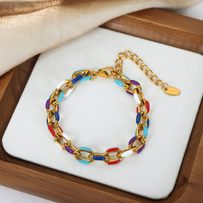Style baroque bohème style classique coloré titane acier placage plaqué or 18 carats bracelets collier