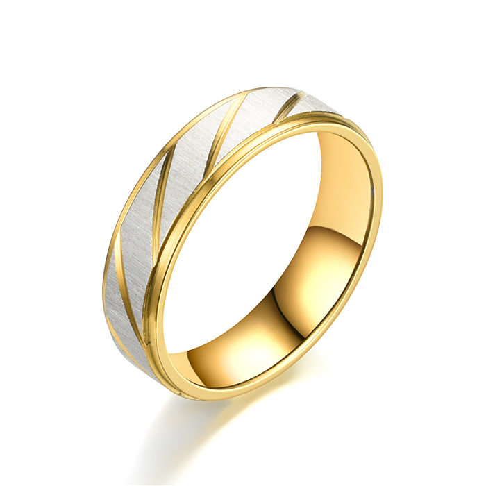 Fashion Golden Slash Stainless Steel Ring Wholesale jewelry