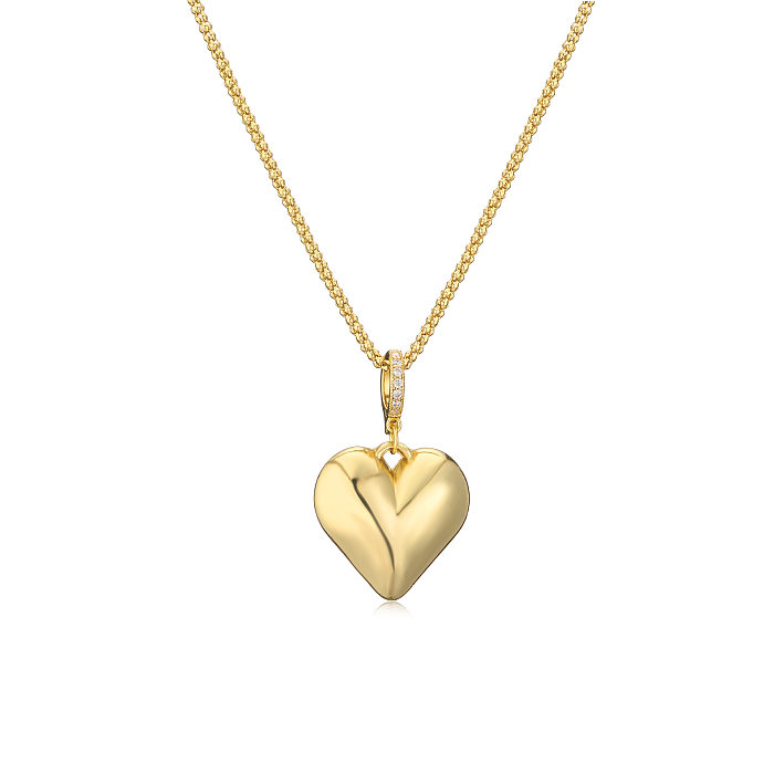 Conjunto de joyería para mujer con revestimiento de cobre en forma de corazón de estilo simple