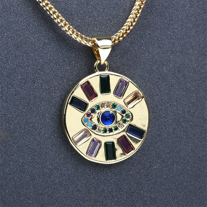 Creative Copper Colored Diamond Devil's Eye Necklace Clavicle Chain