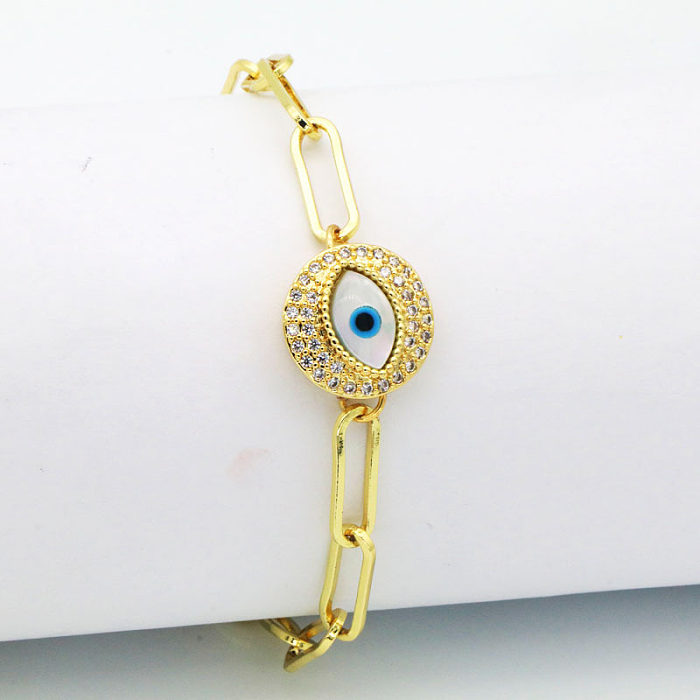 Fashion Devil'S Eye Copper Inlay Zircon Bracelets 1 Piece