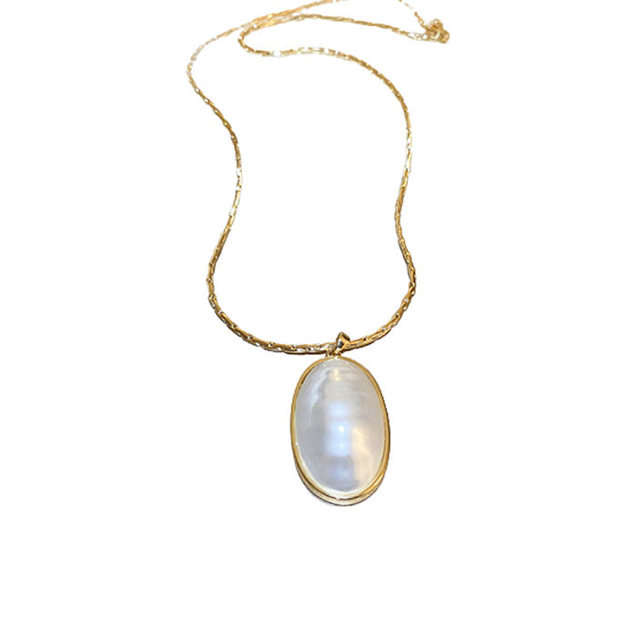 Modische ovale Kupfer-Inlay-Perlenring-Halskette, 1 Stück