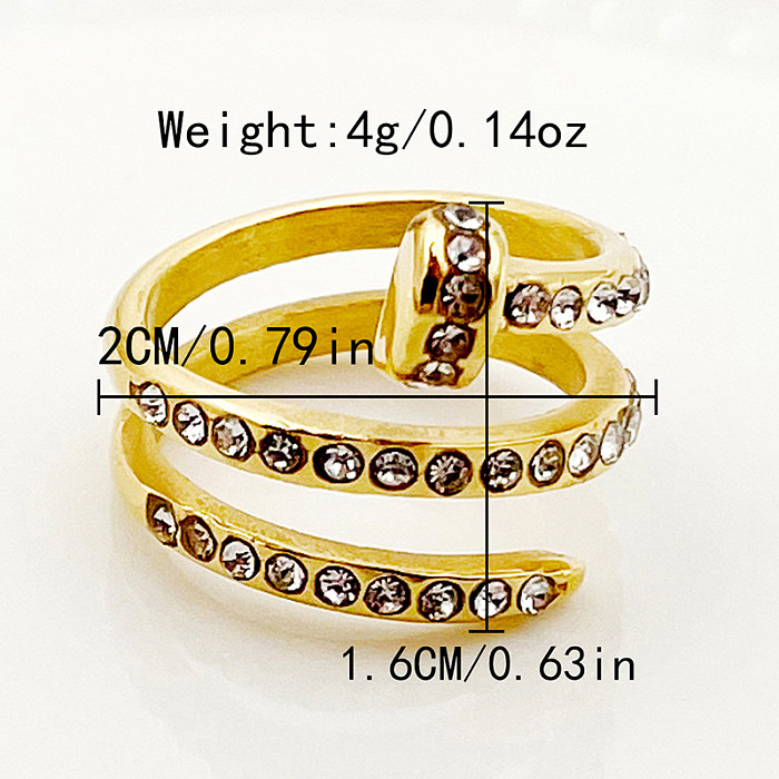 Casual Streetwear Animal Snake Stainless Steel Plating Inlay Zircon Gold Plated Open Rings