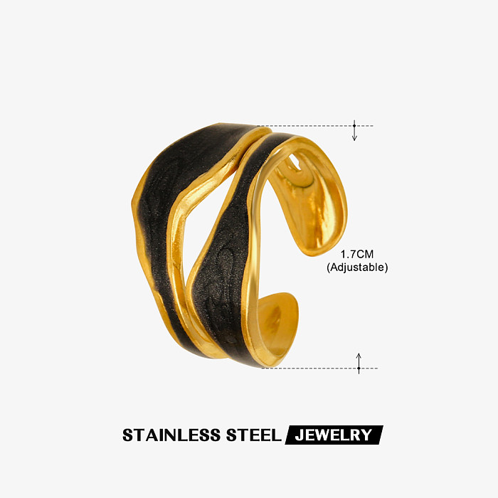 Esmalte de aço inoxidável irregular de Streetwear que chapeia anéis abertos banhados a ouro 18K