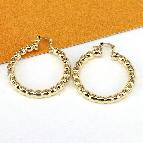 1 Pair Retro Round Solid Color Twist Plating Copper Gold Plated Earrings