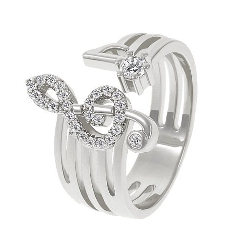 Fashion Notes Copper Inlay Zircon Open Ring 1 Piece