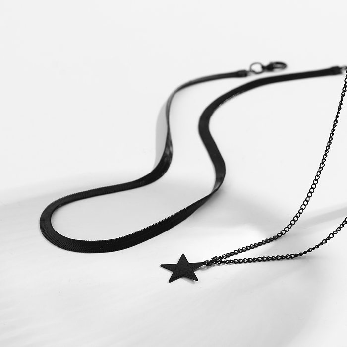 Retro Star Copper Stoving Varnish Layered Necklaces