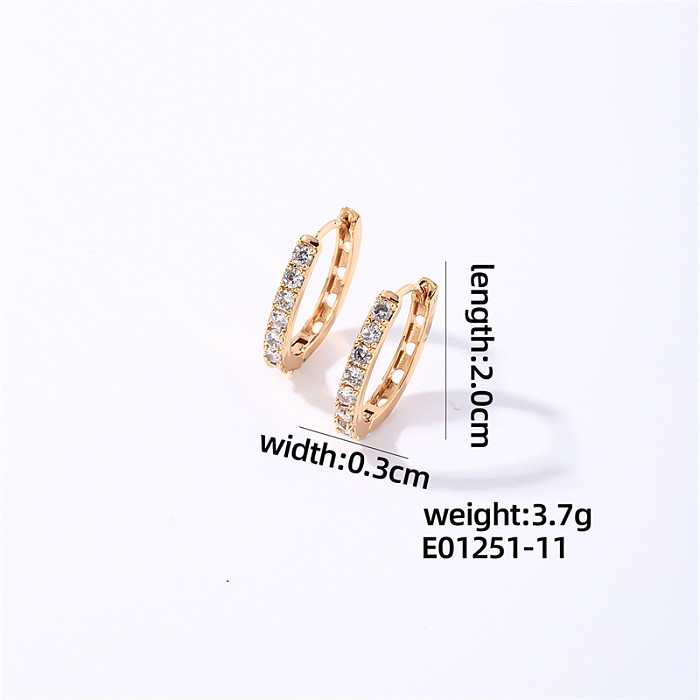 1 Pair Casual Simple Style Shiny Square Oval Plating Inlay Copper Zircon Rose Gold Plated White Gold Plated Gold Plated Earrings