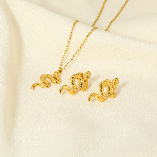 Classic Style Snake Stainless Steel Plating Earrings Necklace