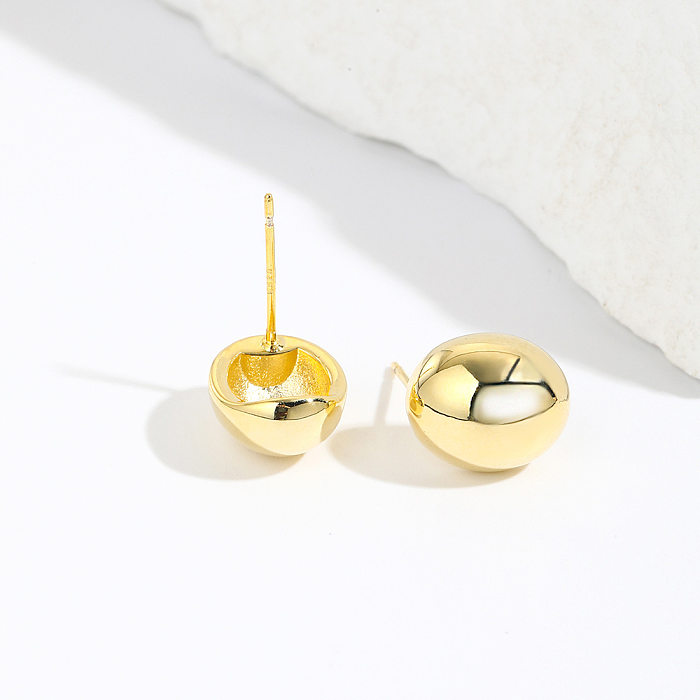 1 Pair Simple Style Oval Plating Brass Ear Studs