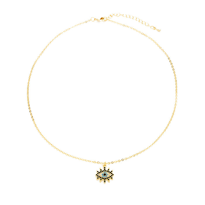 Fashion Devil'S Eye Flower Copper Plating Inlay Gem Zircon Pendant Necklace 1 Piece