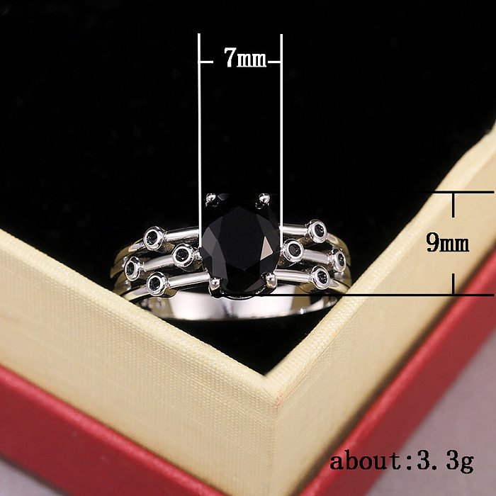Fashion Oval Copper Plating Inlay Crystal Rings 1 Piece