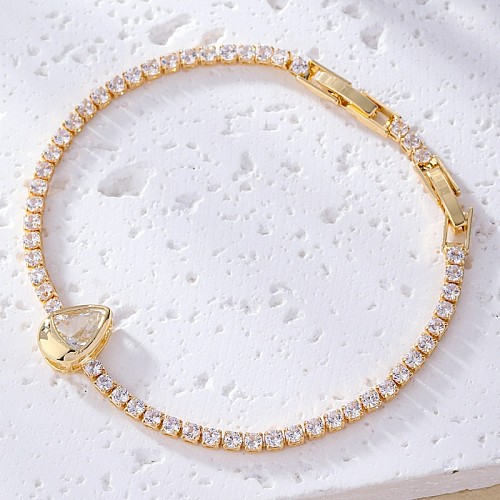 Simple Style Water Droplets Copper Plating Inlay Zircon Tennis Bracelet