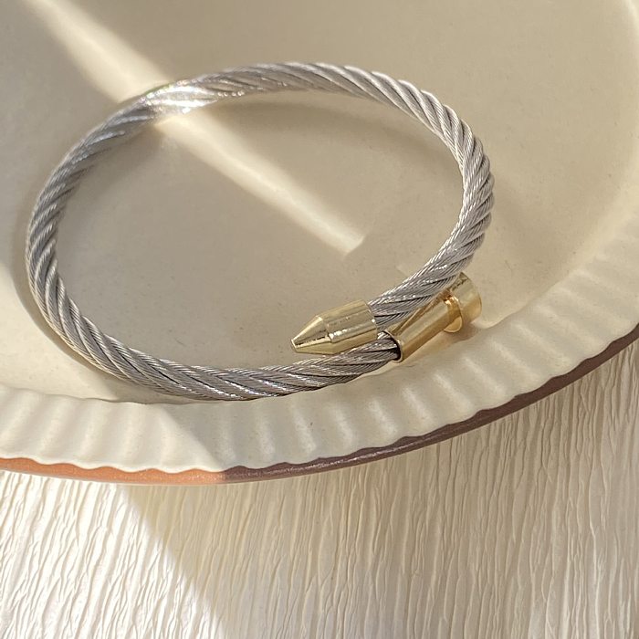 Lässige, schlichte, runde Edelstahl-Ringarmbänder für Damen
