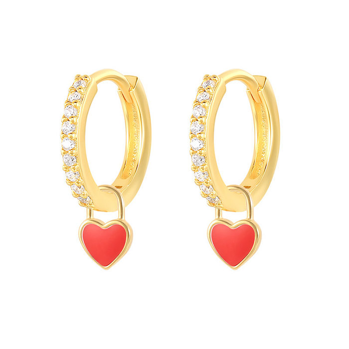 Fashion Heart-shaped Earrings Ear Buckle Drop Oil Copper Earrings