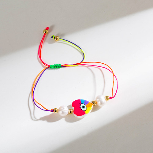 1 Piece Artistic Devil'S Eye Rope Copper Beaded Enamel Plating 18K Gold Plated Bracelets