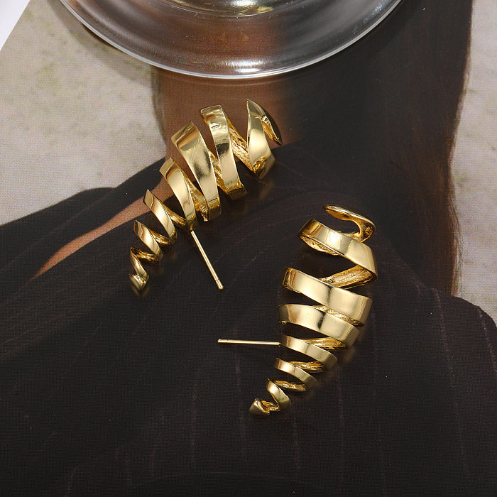1 Paar schlichte Ohrstecker mit Wassertropfen-Beschichtung, Legierung, vergoldet