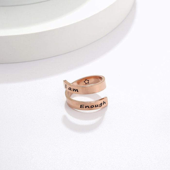 Offene Ringe mit Streetwear-Buchstaben-Edelstahlbeschichtung, rosévergoldet