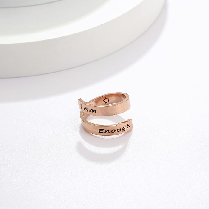 Streetwear Letter Stainless Steel Plating Rose Gold Plated Open Rings