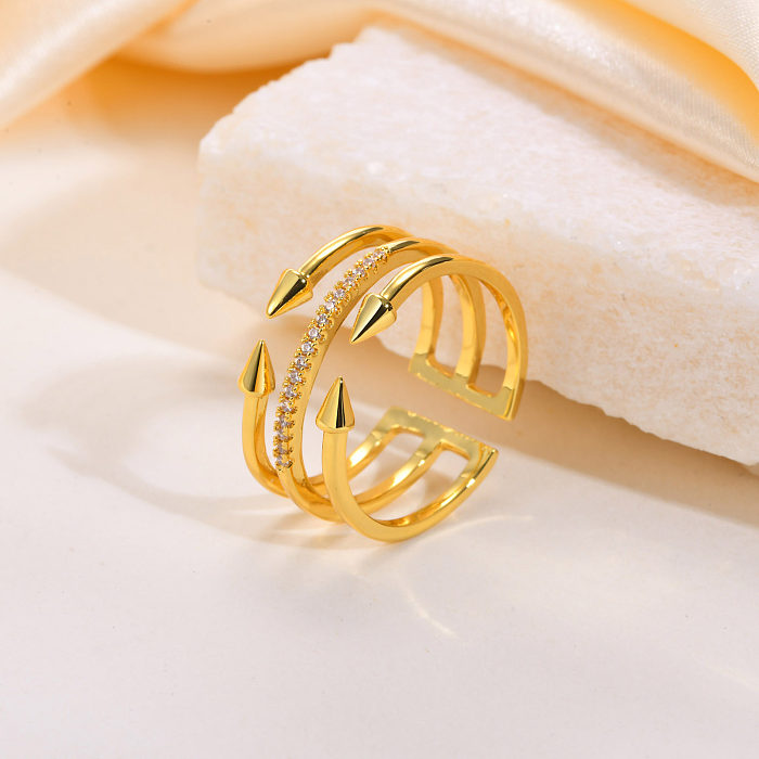 Simple Style Geometric Copper Open Rings