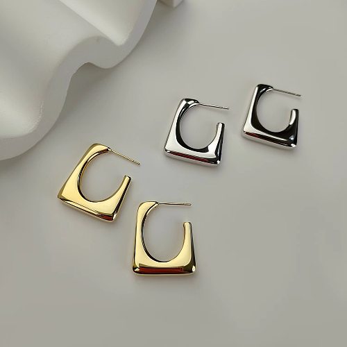 Retro Solid Color Copper Ear Studs Plating Copper Earrings