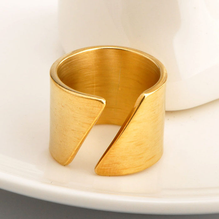 Wholesale Simple Style Geometric Titanium Steel Wide Band Ring Open Ring