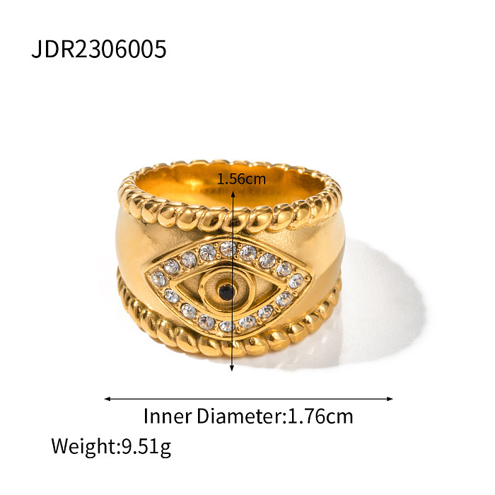 Commute Devil'S Eye Stainless Steel Plating Inlay Zircon 18K Gold Plated Rings