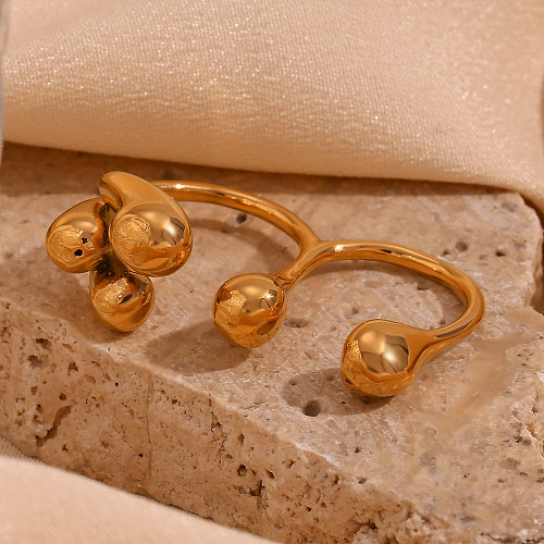 Anillos abiertos chapados en oro de 18 quilates con revestimiento de acero inoxidable de color sólido de estilo clásico básico