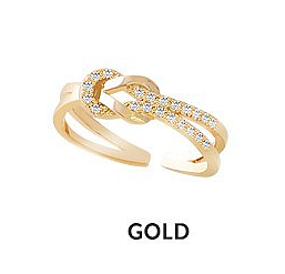 Sweet Bow Knot Copper Plating Inlay Artificial Diamond Open Rings