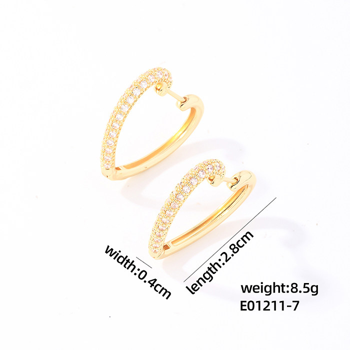 1 Pair Sweet Shiny Heart Shape Plating Inlay Copper Zircon White Gold Plated Gold Plated Earrings