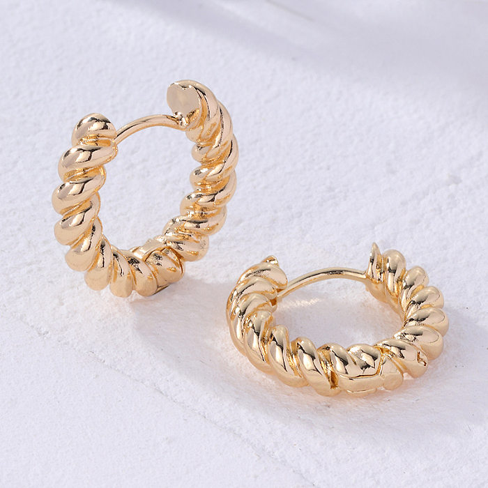 1 Pair Streetwear Twist Plating Copper White Gold Plated Gold Plated Hoop Earrings