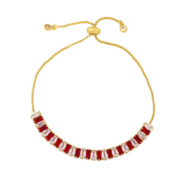 Bracelet coloré à la mode, plaqué cuivre, or 18 carats, cristal coloré, Bracelet de Couple, vente en gros de bijoux