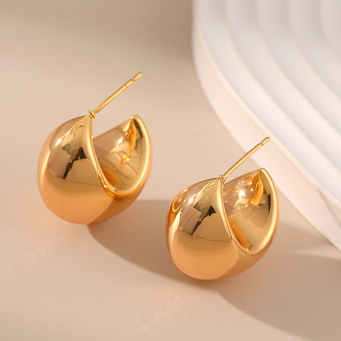 1 Pair Simple Style Solid Color Copper Plating Earrings
