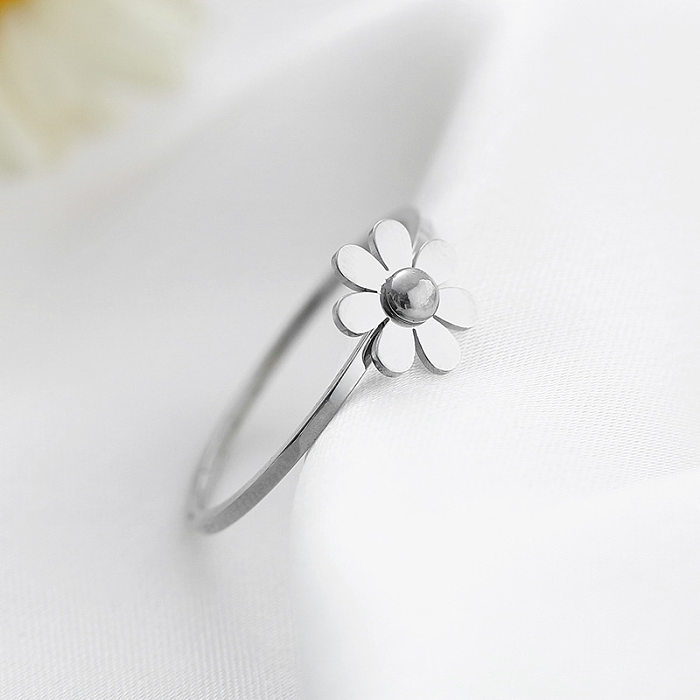 Anéis de chapeamento de aço de titânio com flor da moda de 1 peça