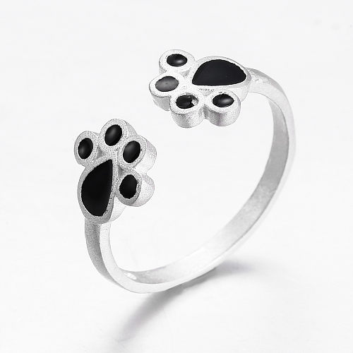 Cute Paw Print Copper Plating Open Ring 1 Piece