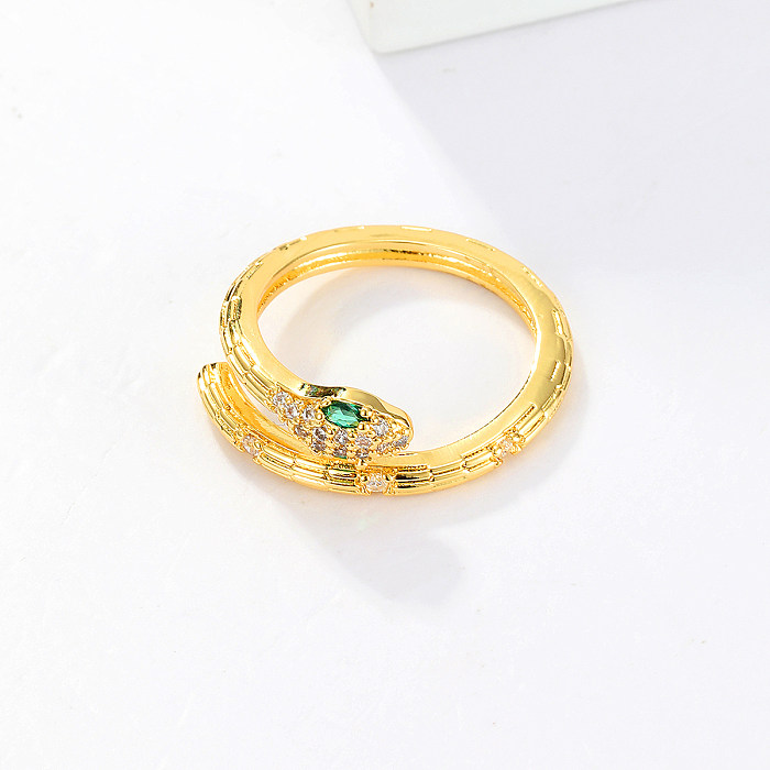 1 Piece Fashion Snake Copper Plating Inlay Zircon Open Ring