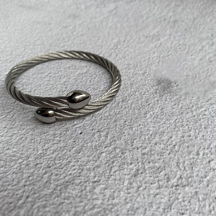 Vintage Style Water Droplets Spiral Stripe Stainless Steel Unisex Rings Bracelets
