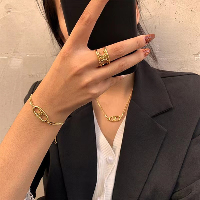 Elegant Geometric Titanium Steel Plating Bracelets Necklace