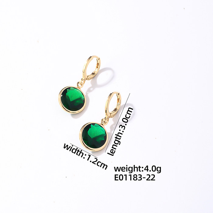 1 Pair Casual Sweet Simple Style Round Plating Inlay Copper Zircon Gold Plated Drop Earrings