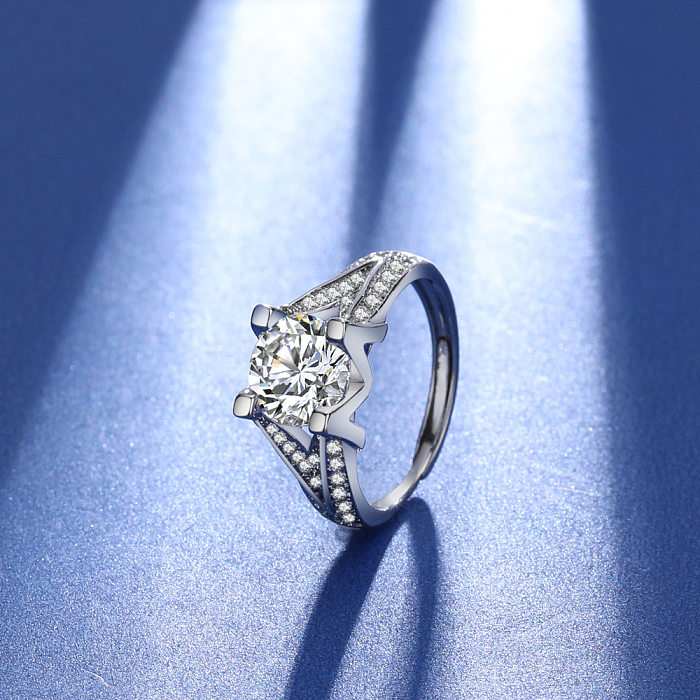 Anéis de diamante artificiais embutidos de cobre redondos da moda 1 peça