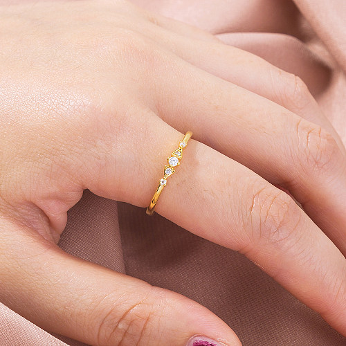 1 Piece Fashion Triangle Copper Plating Inlay Zircon Rings