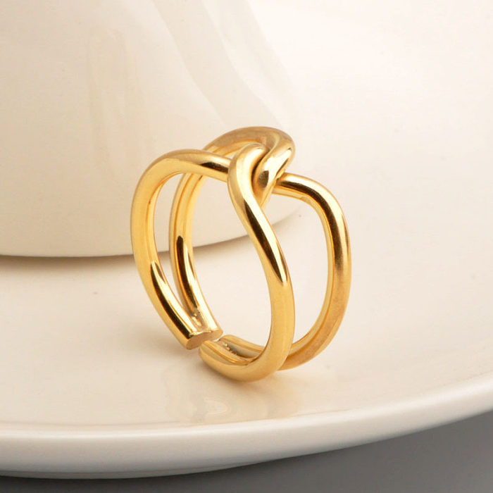 Wholesale Simple Style Knot Titanium Steel 18K Gold Plated Open Ring