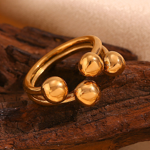 Anéis abertos banhados a ouro 18K geométricos de aço inoxidável de estilo clássico básico