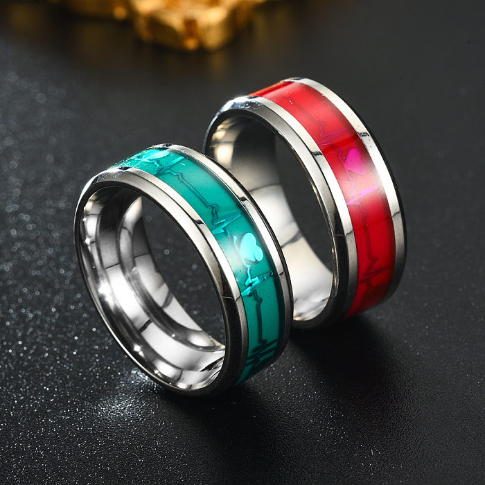 Fashion Geometric Electrocardiogram Stainless Steel Rings 1 Piece