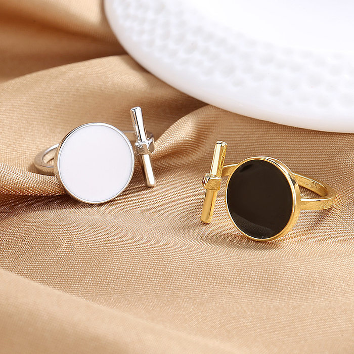 1 Piece Simple Style Round Copper Inlay Open Ring