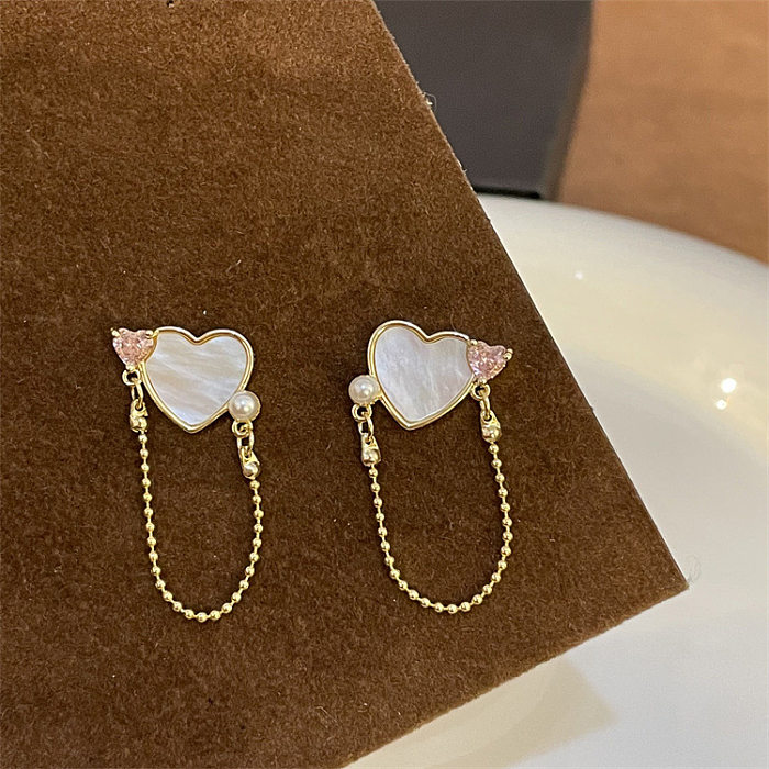 Simple Style Star Heart Shape Flower Copper Plating Inlay Zircon Earrings Ear Studs 1 Pair