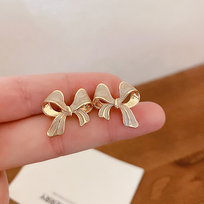 Fashion Butterfly Bow Knot Copper Inlaid Zircon Artificial Pearls Earrings 1 Pair