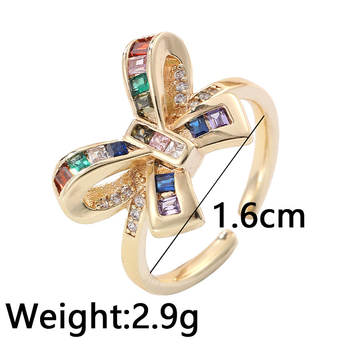 Elegante Damen-Ringe mit Schleife und Knoten, Kupfer-Inlay und Zirkon